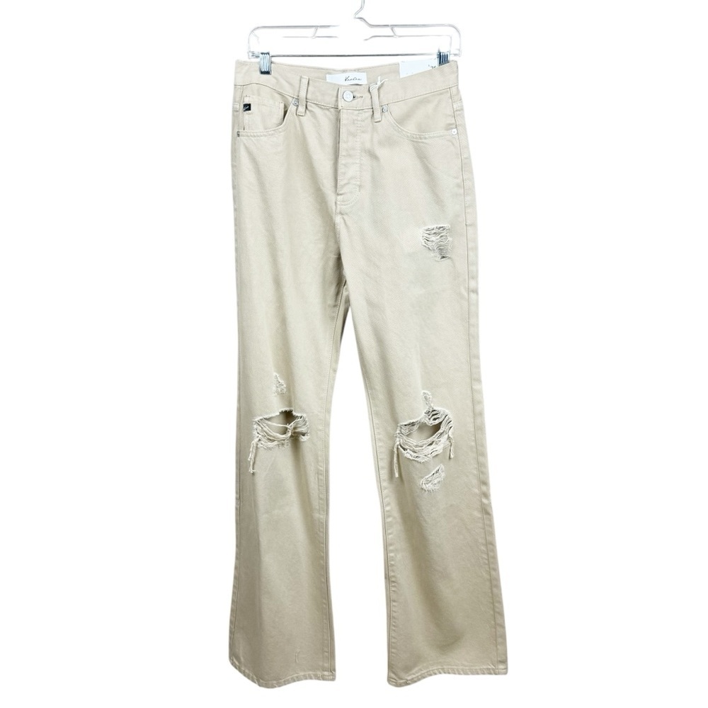 Kancan Montana Taupe Ultra High Rise 90's Flare Distressed Jeans Size 26 - Picture 3 of 14